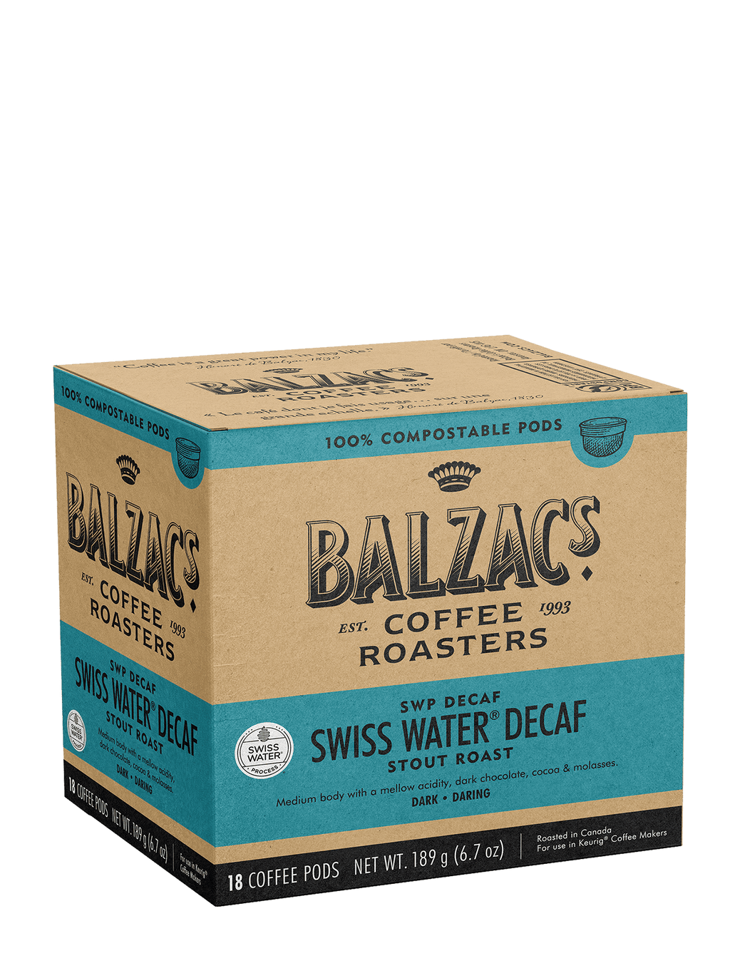 Balzac's Swiss Water Decaf Eco K-Cups 18CT